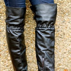 Calvin Klein Faux Leather OTK Boots, Size 10.